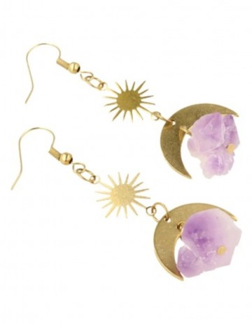 Amethist ruw starmoon oorbellen 1