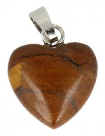 Tijgerijzer tijgeroog hart hanger 12 mm