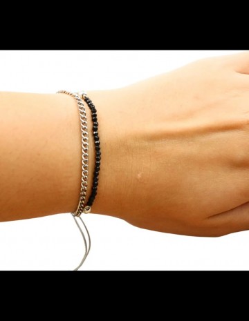 Toermalijn zwart sparkle armband met schuifknoop 1